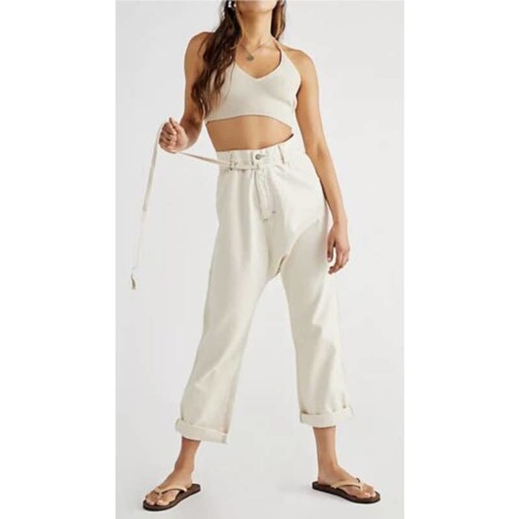 Denimist Denim - Denimist Carpenter Drop Pants 28 White High Waist Cropped Workwear Denim Cotton